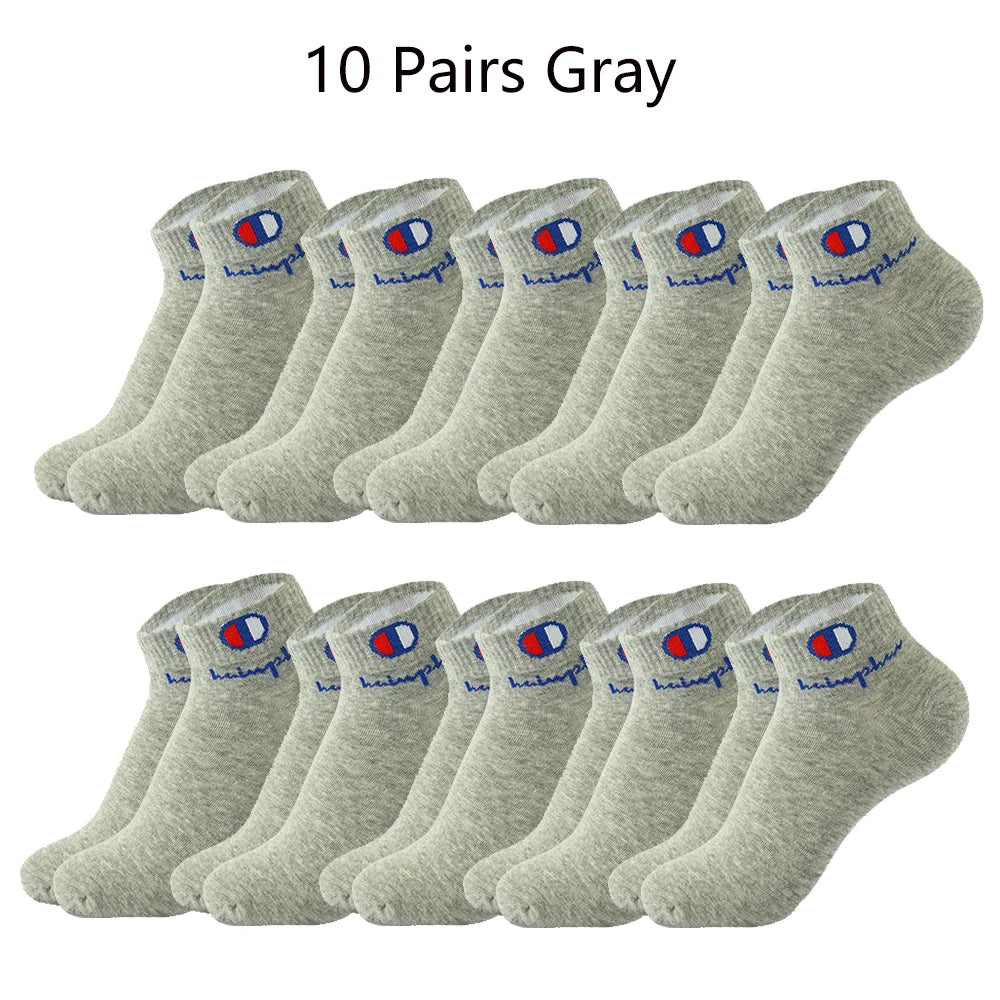 5/10/20 Pairs Men Ankle Socks Cotton Brand Classic Fashion Black White Socks Breathable Mesh Athletic Sports Socks for Summer