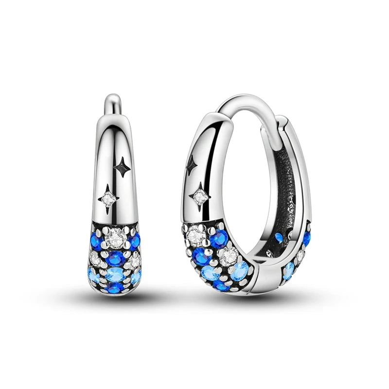 2025 New 925 Sterling Silver Hoop Earrings Flowers Zircon Drop Earrings Stud For Woman Fine Birthday Wedding Party Jewelry Gifts