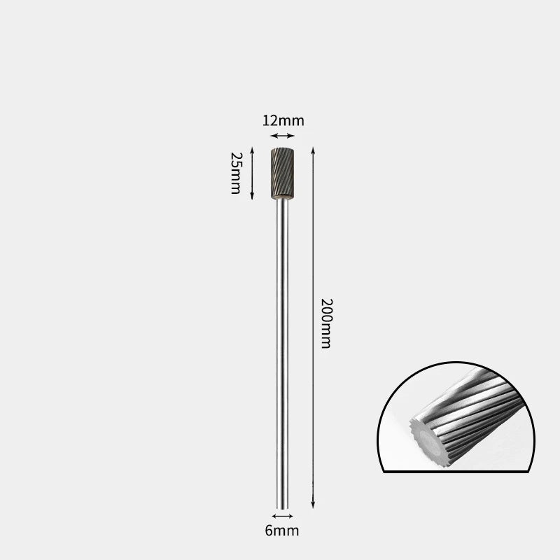 Hartmetallfräser, Wolframstahl-Schleifkopf, zylindrisch 6 mm, AE AX AX Metallfräser