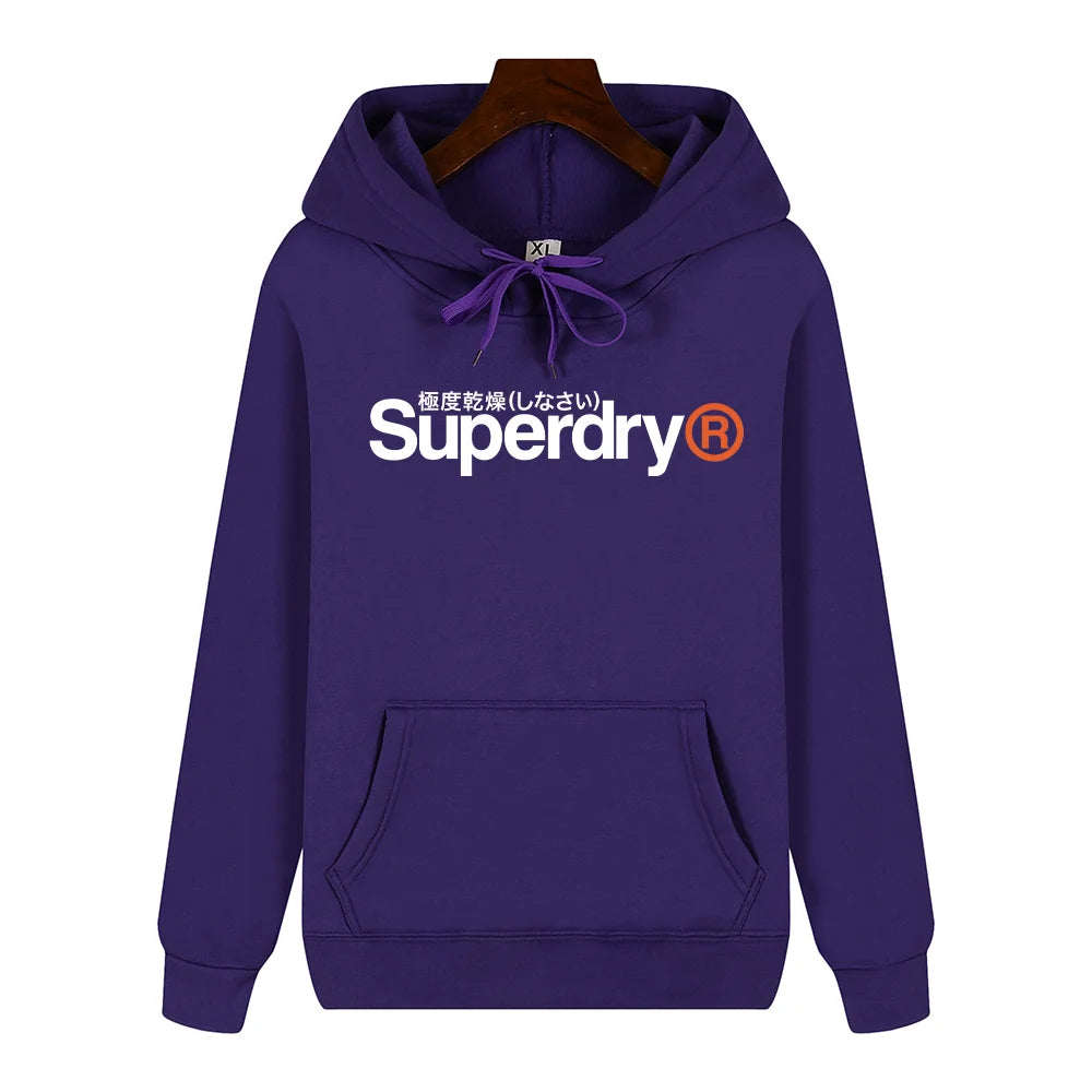 SUPERDRY Men's Autumn and Winter Fashion Brand Casual Hooded Sweatshirt Street Hip-hop Retro Sweatshirt Sports Men's Hoodie.