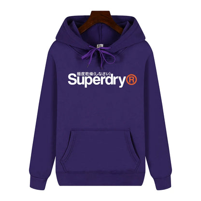 SUPERDRY Men's Autumn and Winter Fashion Brand Casual Hooded Sweatshirt Street Hip-hop Retro Sweatshirt Sports Men's Hoodie.