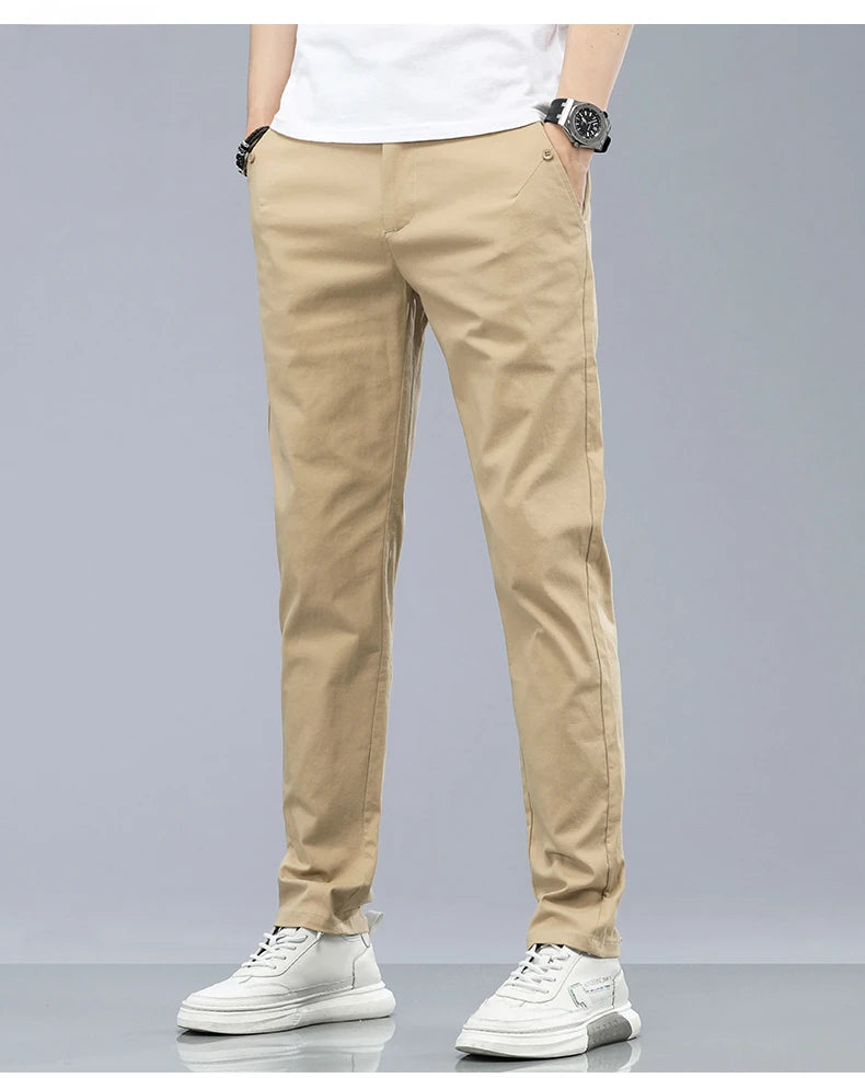 Marke Kleidung männer Casual Hosen 98% Baumwolle Dünne Business Gerade Slim Fit Klassische Hosen Stretch Frühling Sommer Männliche Hosen.