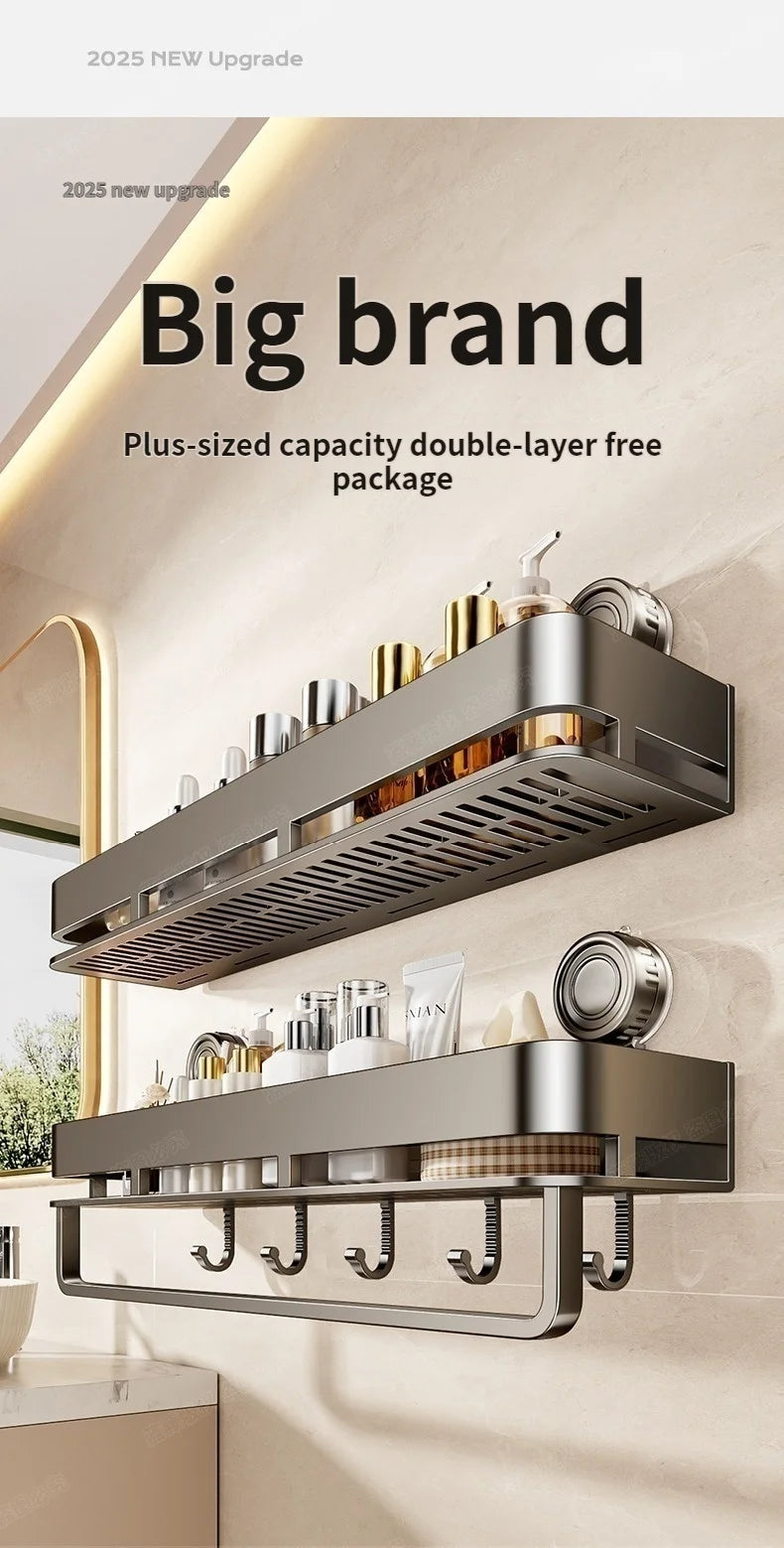 Kein Stanzen Saugnapf Saug Badezimmerregal Badezimmerregal Toilettenraum Aluminium Hängeregal Badezimmer Organizer Hängen an der Wand