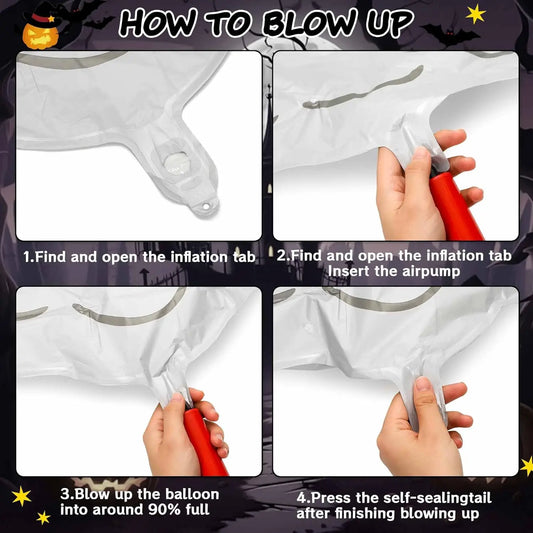 Halloween Geisterballons Set Rosa BOO Geisterfledermaus Folienballon für Halloween-Themenparty-Dekorationszubehör.