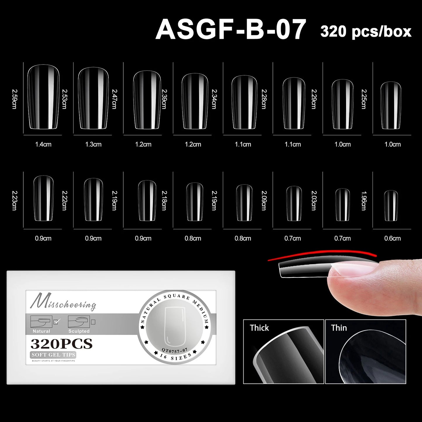 16 Sizes Curved Arch Full Cover False Nail Tips Soft Gel Press on French Almond Capsules Coffin Artificial Fake Nails Extension