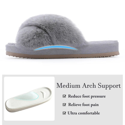 Litfun Fashion Fur Slippers For Women Winter Soft Bottom Cozy Fur Flip Flops Female Indoor Home Fluffy Short Plush Fuzzy Slides.
