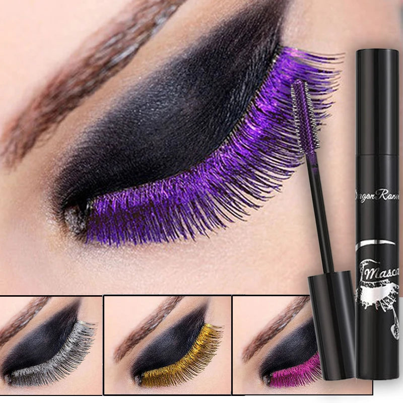 Colorful Waterproof Mascara Blue Purple Pearl Mascara Dense Eye Makeup Bronze Fine Diamond Silver Mascara Cream Cosmetics Makeup.