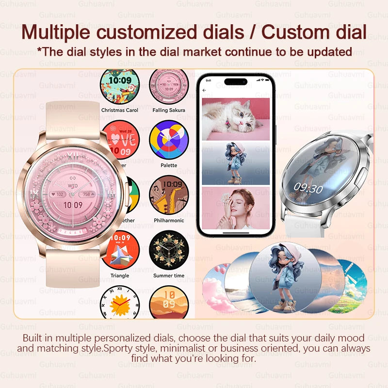 New Women Smart Watch 1.32"Ultra-thin AMOLED HD Screen Sport Fitness Bracelet Custom Watch Face Bluetooth Call Luxury Smartwatch.