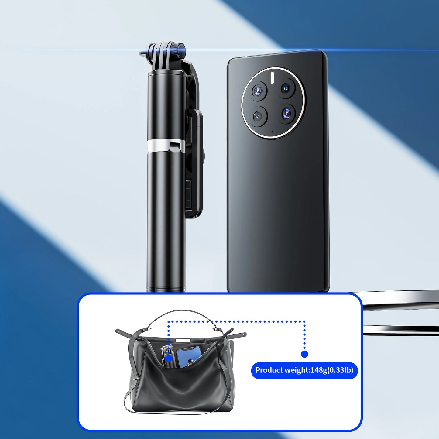 Q02 Foldable Tripod Selfie Stick Wireless Bluetooth Live Stand Holder Stabilizer for Huawei Xiaomi iPhone Cell Phone.