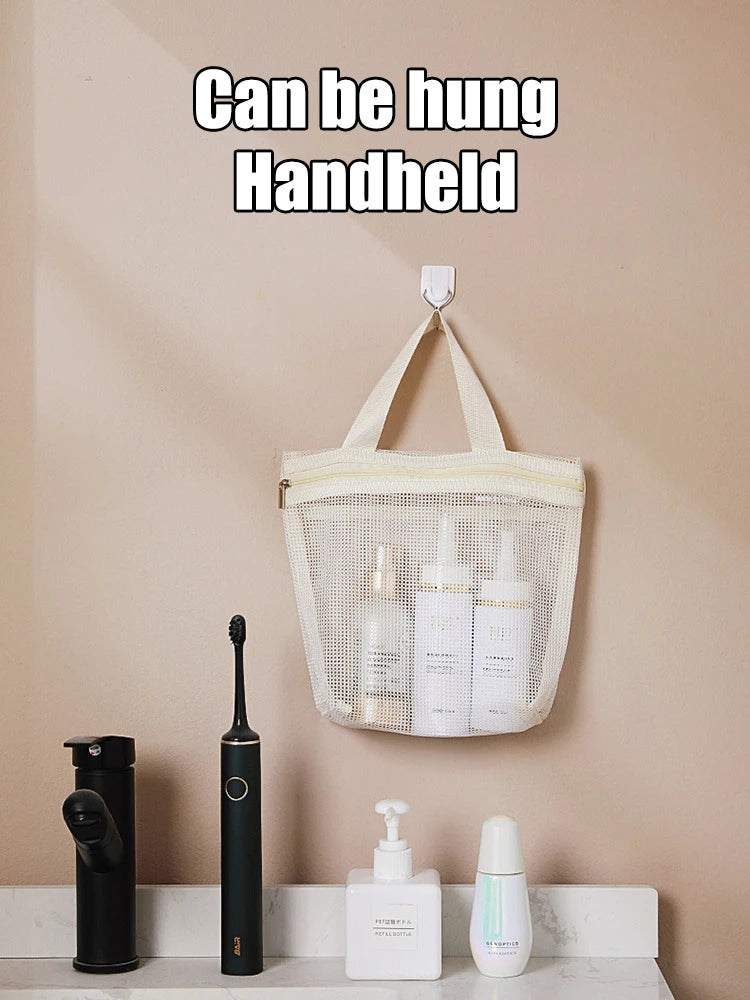 Mesh Makeup Toiletry Storage Bags Handbags Portable Travel Washing Body Shower Tools Organizer Hanging Cosmetic Organizer Pouch.