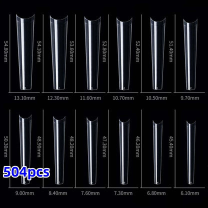 600Pcs Extra Long Hawk Curved Nail Tips Half Cover Eagle Claw Curve False Nails Extension 10 Sizes Bag Packaging for Art Salon *