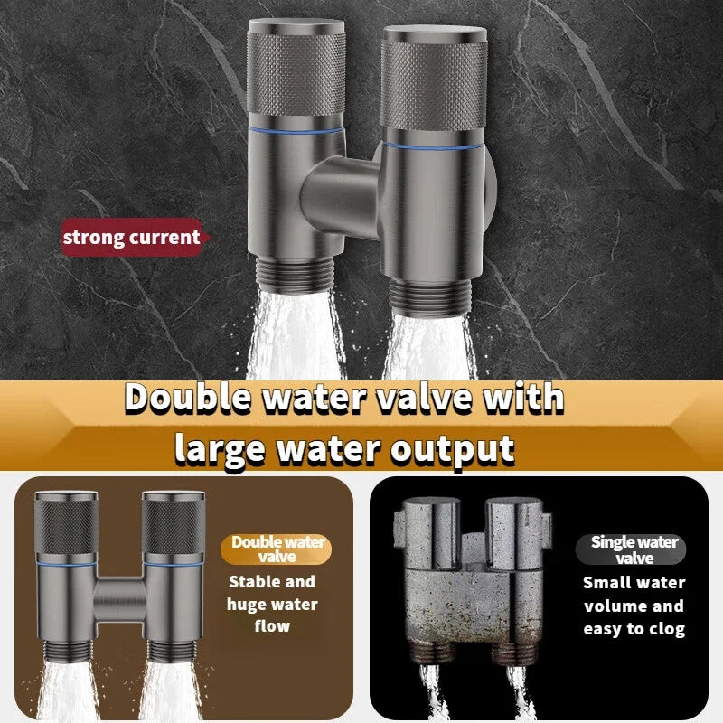 One In Two Washing Machine Faucet All Copper Valve Double Control Toilet Faucet Fully Automatic Detachment and Water Stop