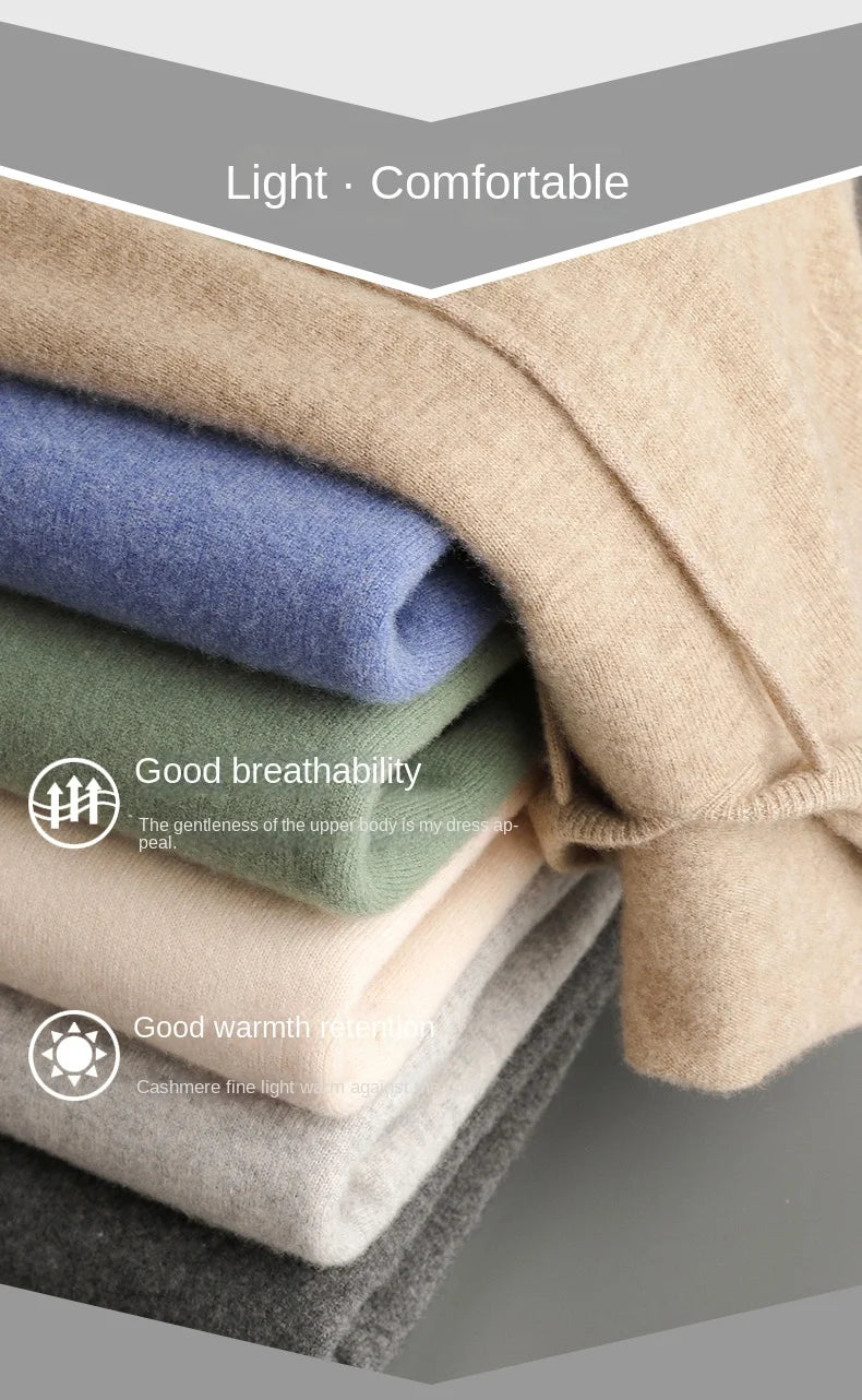 100% Cashmere Sweater Men's Ready-To-Wear Hooded Knitted Pullover Autumn Winter Long Sleeved Sweater Casual Sports Hoodie Top.