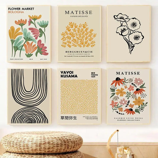 Matisse Poster Yayoi Kusama Posters and Prints Canvas Patings  Flower Market Wall Art Pictures for Living Room Boho Decor.