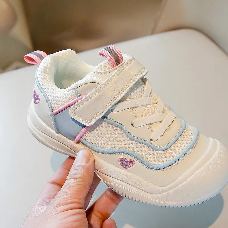 New Girls Sneakers Breathable Mesh Cute Design Outdoor School Kids Sports Shoe Lightweight Comfortable Children Fashion Footwear