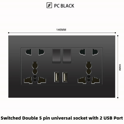 Schwarze UK 13A Wandsteckdose mit USB Typ C 18W Schnelllade-Steckdose, Wandsteckdose mit USB-Ladegerät, Schalter mit Steckdose.