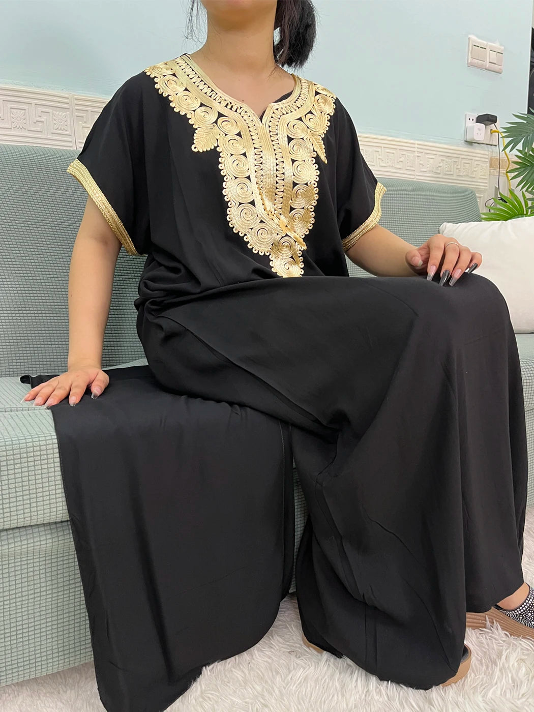 Muslimische Reine Abayas Für Frauen Dubai Baumwolle Applikationen Lose Fit Femme Robe Türkei Islam Traditionelle Kleider Mit Kopftuch Turban
