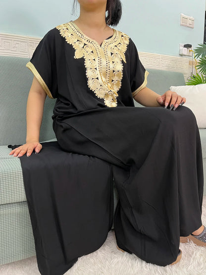 Muslimische Reine Abayas Für Frauen Dubai Baumwolle Applikationen Lose Fit Femme Robe Türkei Islam Traditionelle Kleider Mit Kopftuch Turban
