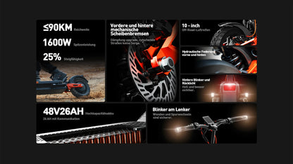 JOYOR T6E PRO（ABE) Adult Electric Scooter 500W Motor 48V26AH Battery E-Mountain Escooter 10" Off-Road Tire Foldable E-Scooter.