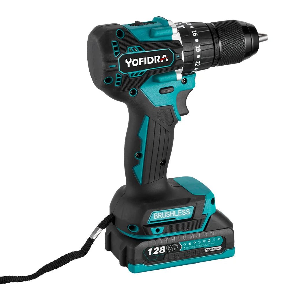YOFIDRA 13 MM Bürstenlosen Elektrischen Schlagbohrmaschine 35 + 3 Drehmoment Cordless Holzbearbeitung Schraubendreher Power Tool Für Makita Batterie pin