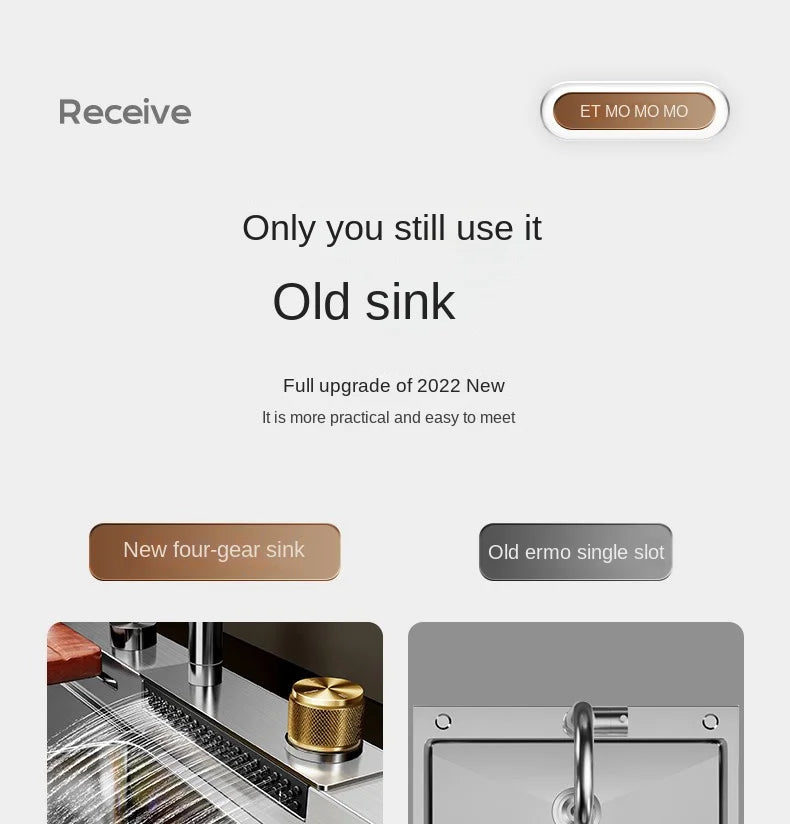 304 Stainless Steel Sink Waterfall Large Single Slot Kitchen Sink Vegetable Sink Stainless Steel Sink Household Sink