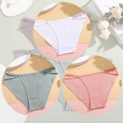 3PCS Women's Panties Sexy Breathable Underwear Comfortable Lingerie Cotton Striped Briefs Fashion Cozy Underpants Sale.