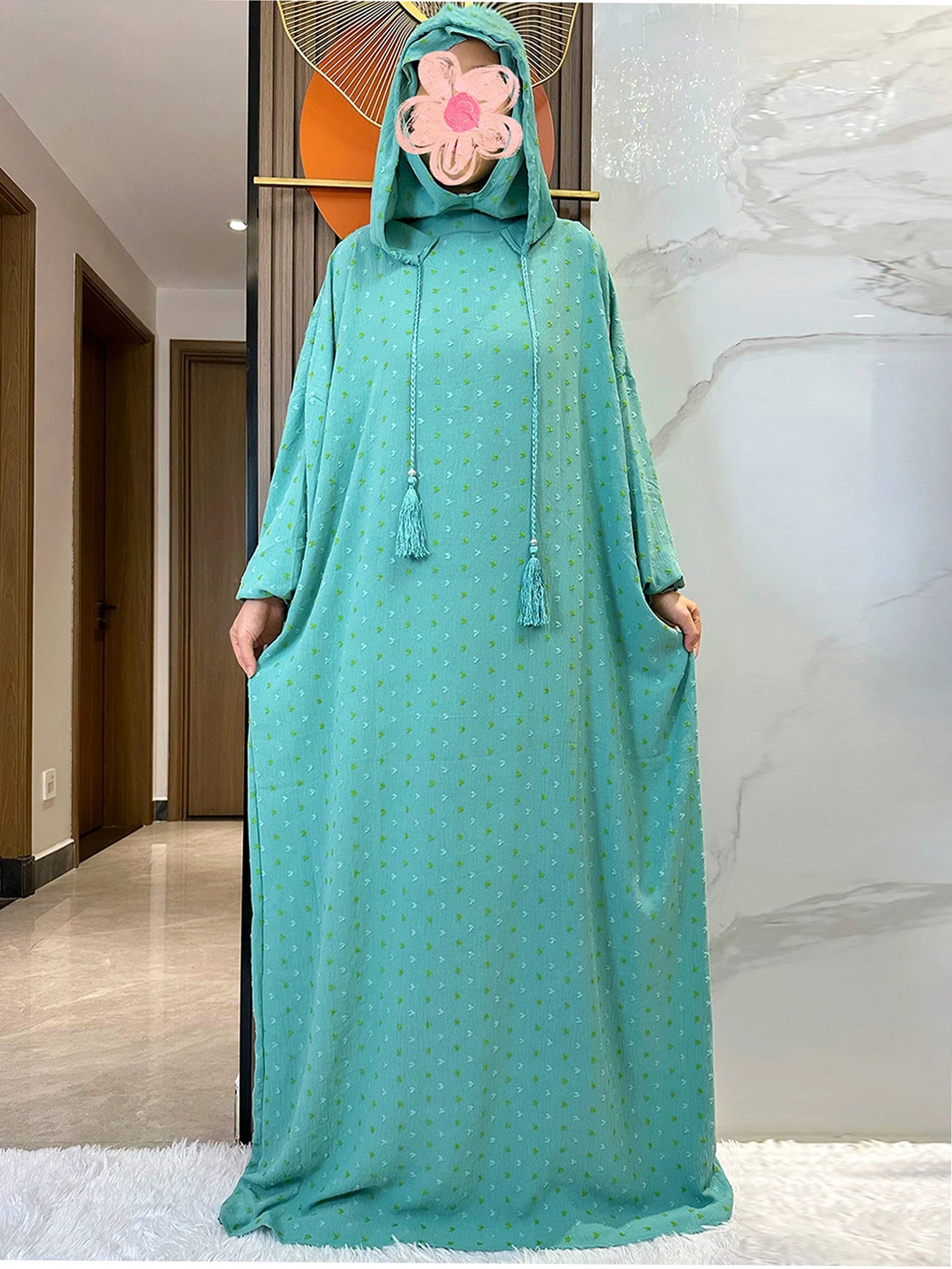 Latest Ramadan Soft Cotton Prayer Abaya Double Hats Dubai Turkey Islam Prayer Clothes Fabric Dresses Islam Women Dress Kaftan