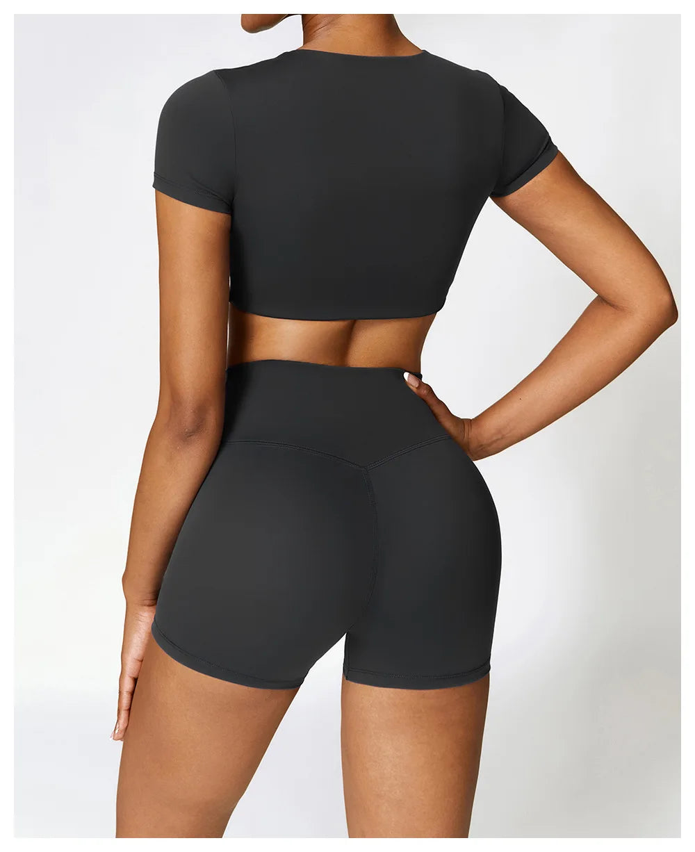 Yoga Top Women Sport T Shirts Push Up Fitness Clothes Short Sleeve Yoga Shirt Gym Top Running Active Wear Sport Top Femme Tights