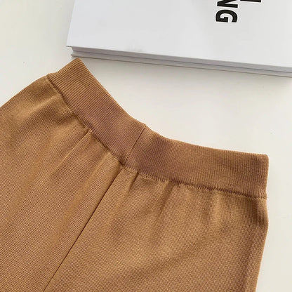 Fashion Knitted 2 Pieces Sets Women V-Neck Single Breasted Cardigan+High Waist Wide Leg Long Pants 2024 New Solid Sweater Suits.