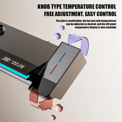 Bathroom Shower System LED Light Shower Head Set Brass Mirror Thermostatic Bathtub Faucet Digital Display Hot & Cold Showers