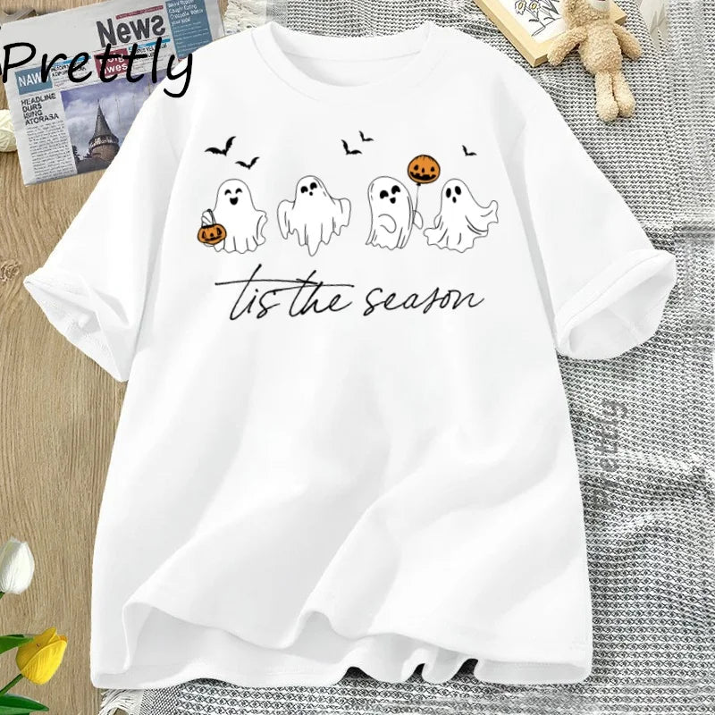 Tis The Season Herbst T-Shirt Süßes Damen-Halloween-T-Shirt Kürbissaison Thanksgiving Herbst-T-Shirt Damenbekleidung.
