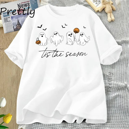 Tis The Season Herbst T-Shirt Süßes Damen-Halloween-T-Shirt Kürbissaison Thanksgiving Herbst-T-Shirt Damenbekleidung.