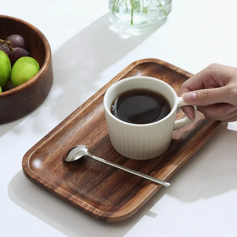 Wooden Tray Rectangular Solid Wooden Serving Tray Coffee Dessert Tea Storage Tray Kitchen Accessories.