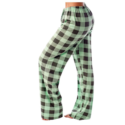 Frauen Weihnachten Pyjama Hosen Herbst Winter Plaid Gedruckt Hosen Mode Lässig Breite Bein Hosen Kleidung Streetwear