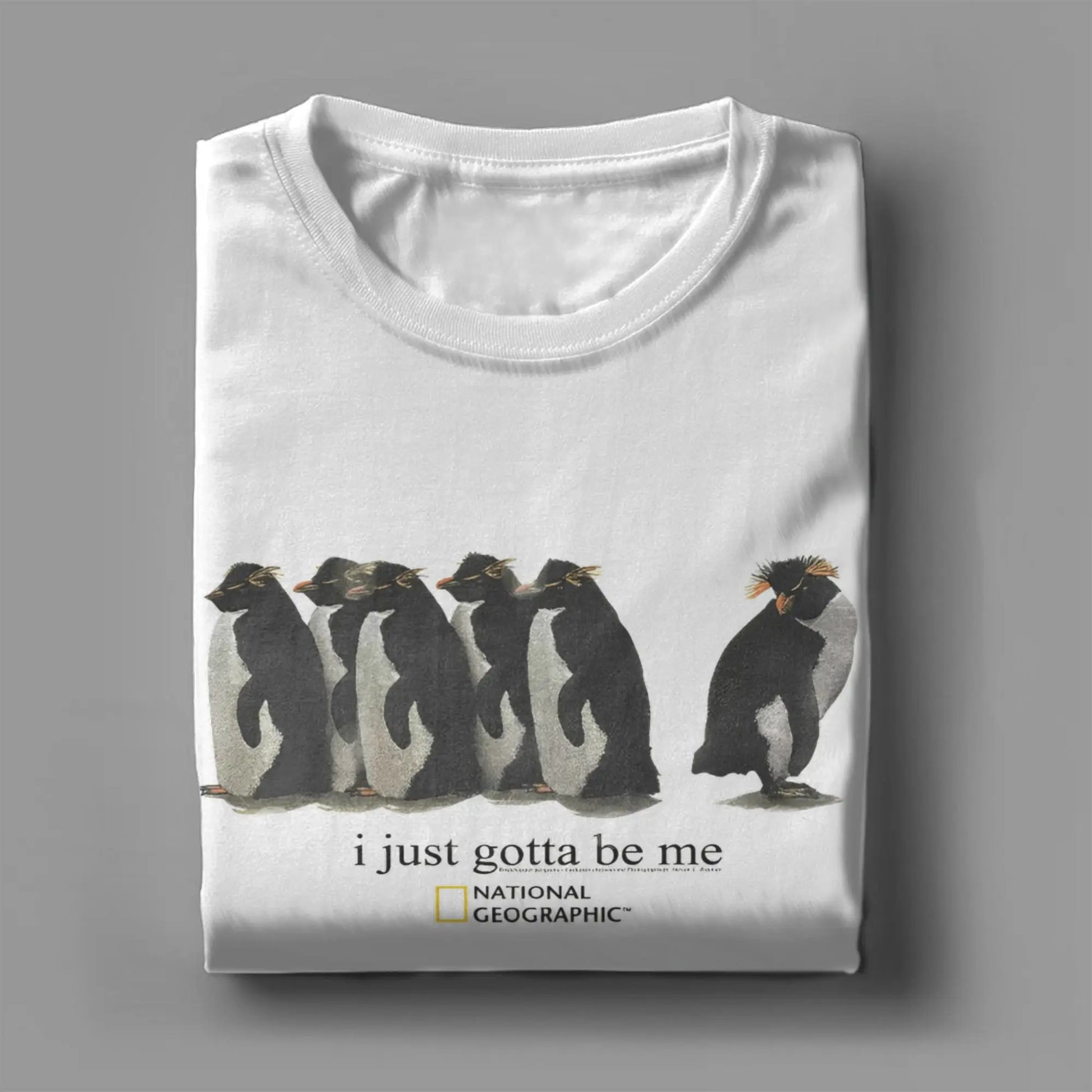 I Just Gotta Be Me Funny Penguin T Shirt for Men 100% Cotton Funny T-Shirts Round Neck  Tees Short Sleeve Tops Printing.