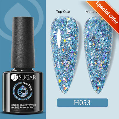 UR SUGAR 7/7.5ml Summer Blue Silver Gel Nail Polish Semi Permanent High Quality Soak Off UV LED Varnishes Nails Art Manicure