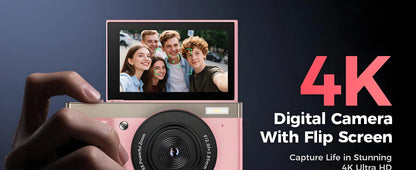 4K digital camera, 64 megapixel ultra high definition camera, 16x digital zoom 180 degree flip screen button digital camera, 32G.