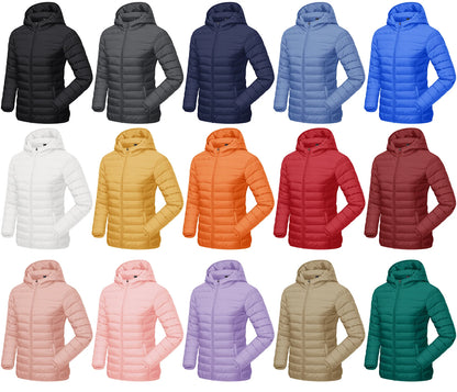 TACVASEN Winter Hooded Puffer Jacket Womens Quilted Warm Coats Casual Windbreaker Waterproof Padded Lightweight Outdoor Outwear