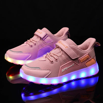 Children's Casual Shoes LED USB Charging Luminous Glowing Sneakers for Boys Girls Led Sneakers with Luminous Sole Lighted Shoe C.