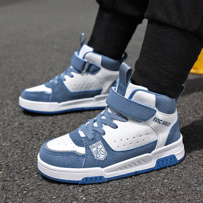 Luxury Design Girls Shoes Autumn Children Sneaker Autumn PU Leather High Top Shoes for Kids Sports Tennis Fashion Girl Sneaker