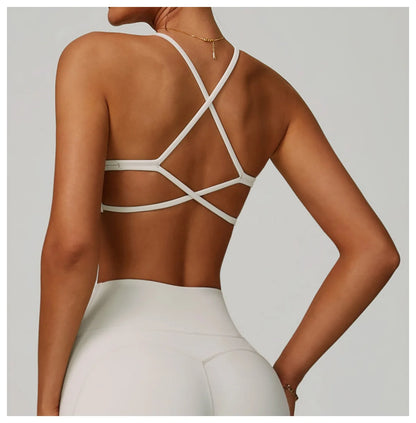 Cross Shoulder Straps Sports Bra Anti-Sweat Fitness Top Women Yoga Bra Shockproof Crop Top Push Up Sport Bra Gym Bra Workout Top.