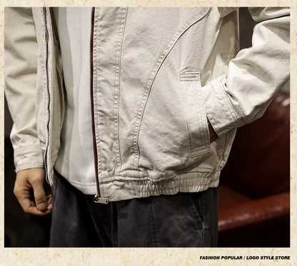 Men Spring Autumn Washed Cotton Loose Casual American Retro Cargo Jacket Man Streetwear Cityboy Coat Outerwear Varsity Jacket