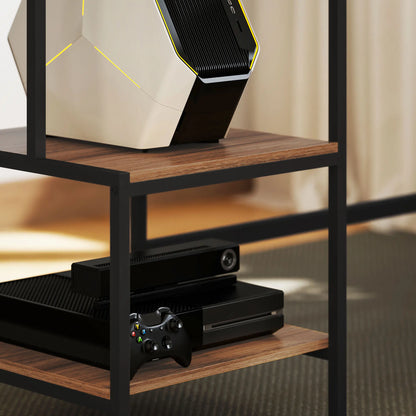 Schreibtisch Computertisch mit Monitorständer, CPU-Ständer, Bürotisch mit Druckerablage, PC-Tisch mit 4 Ablagen, 150 x 48 x 125 cm, Braun