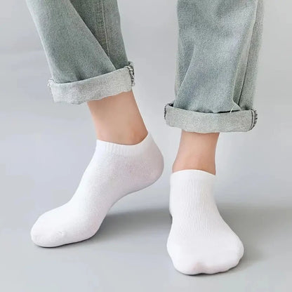 10/12/20/40 Pairs Men Boat Socks Business Sport Sweat Absorption Mature Summer Autumn Solid Color Soft Non Pilling Ankle Socks.
