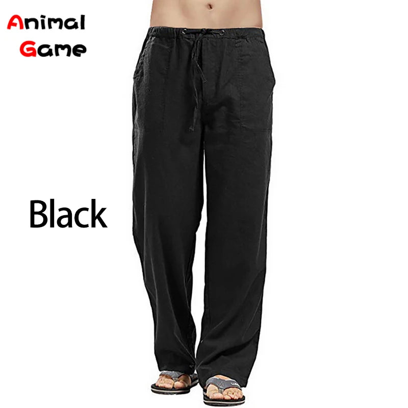 Spring Linen Wide Men Pants Korean Trousers Oversize Cotton Streetwear Male New Yoga Pants Casual Men Clothing Sweatpants