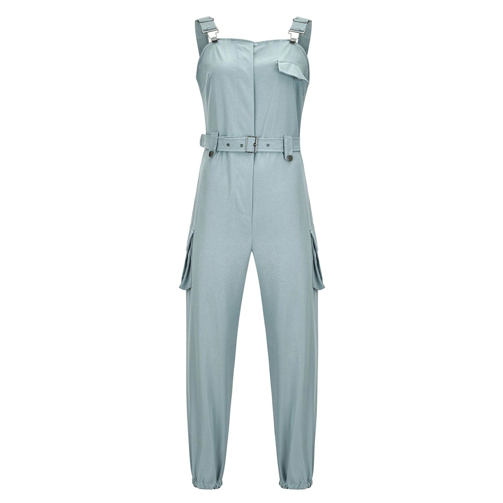 Fashion Womens Jumpsuit Casual Rompers with waist Belt Back Zipper Pockets Camisole Overalls for Daily Wear Office Work Vacation.