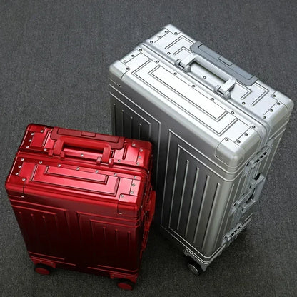 Trolley Box Rollgepäck Silber Koffer mit hoher Kapazität Koffer aus Aluminium-Magnesium-Legierung Universalrad.