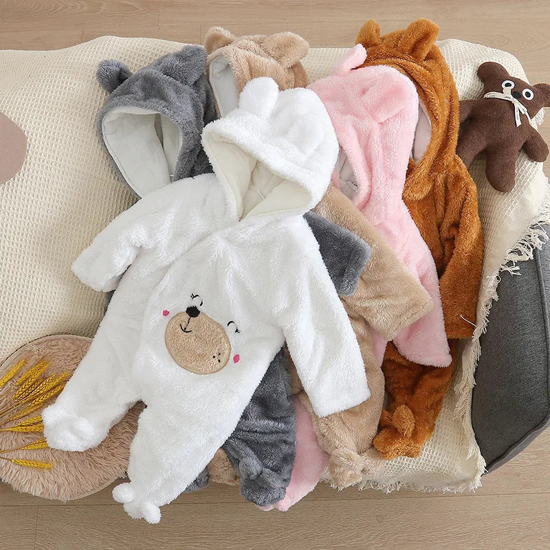 Herbst und Winter Neue Baby Plüsch Klettern Kleidung Baby Warme und Dicke Cartoon Hund Kaninchen Nette Baumwolle Kleidung für 0-2 jahre
