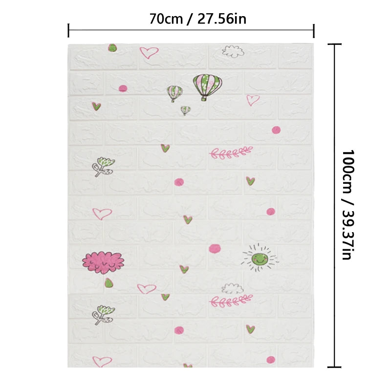 Retro Brick Pattern Room Decor PVC Home Decorations 3D Wallpaper Foam Wall Stickers DIY Self-adhesive 70cmX1m Renovation