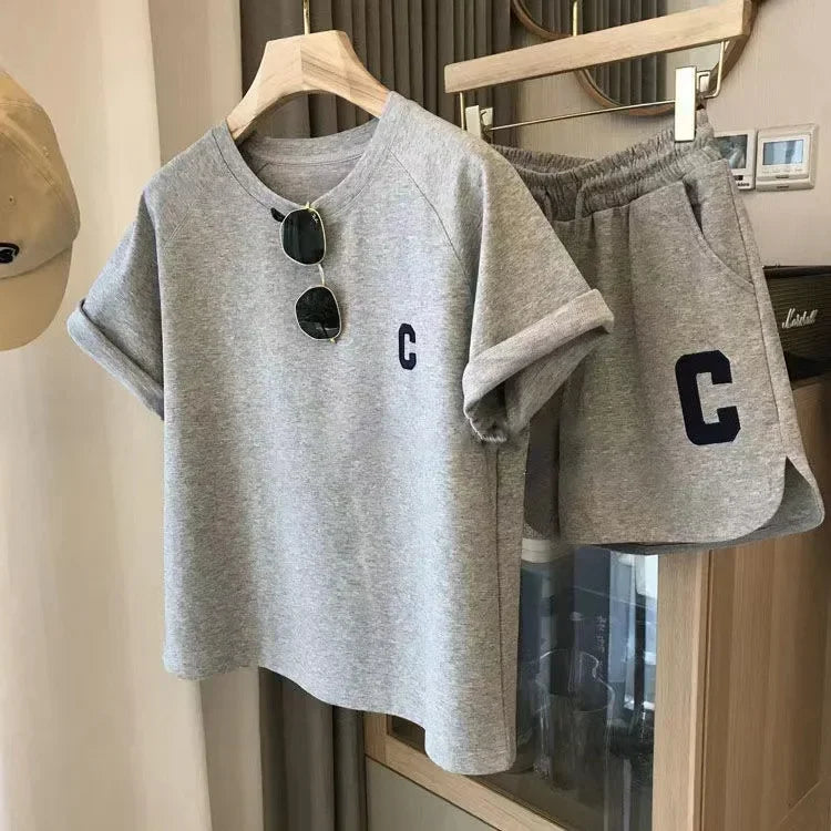 Bull Horn Sleeve Casual Sportanzug Damen Sommer Dünner Stil Sommer Laufmode Western-Stil Kurzarm Shorts Pyjamas.